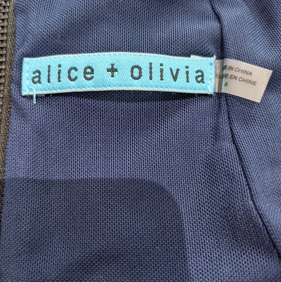 NWOT Alice and Olivia Navy Blue scoop neck, lined skater dress with lace… - Picture 7 of 12